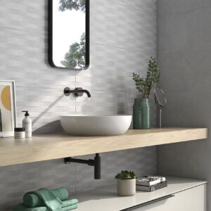 AZULEJO CARNABY BLANCO RELIEVE 33X100 CM